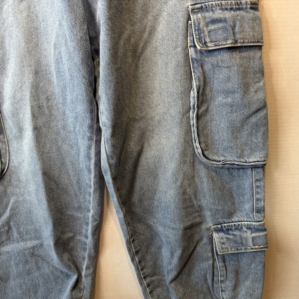 Forever 21 Women's XL NWT Denim Cargo Jogger Pants Y2K Streetwear Utility - Picture 6 of 14